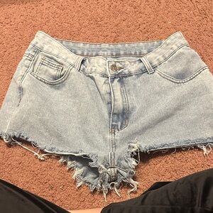 SHEIN Light Blue Frayed Jean Shorts